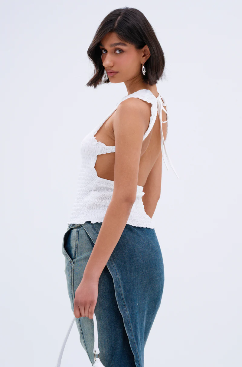 CHLOE OPEN BACK & SMOCKED BODY TOP - Image 4