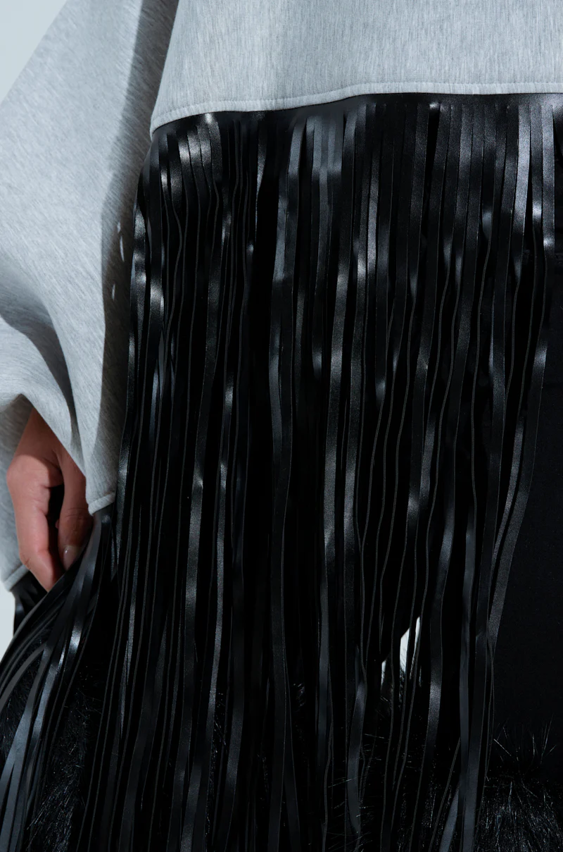 CITY GIRL FAUX LEATHER FRINGE SWEATSHIRT - Image 13