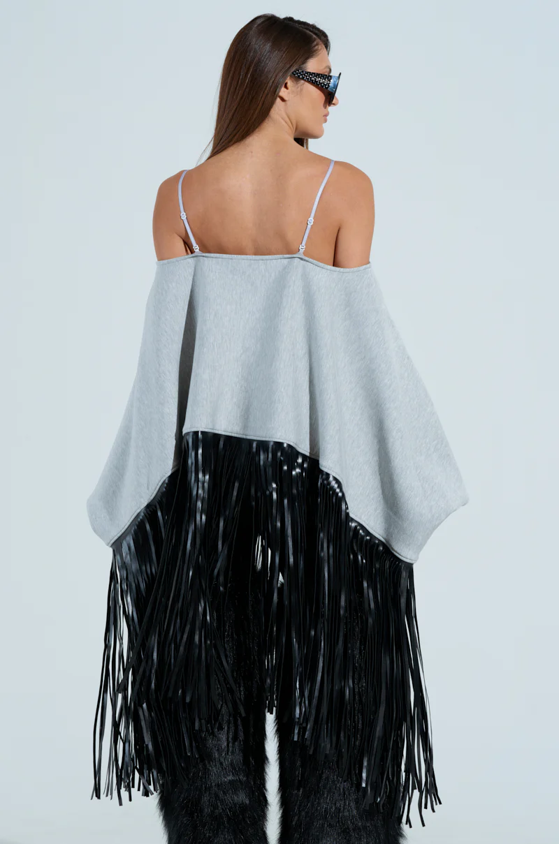 CITY GIRL FAUX LEATHER FRINGE SWEATSHIRT - Image 8