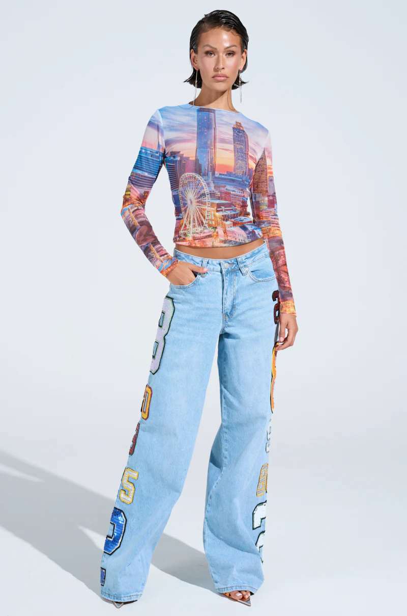 CITY LIGHTS MESH LONG SLEEVE TOP - Image 5
