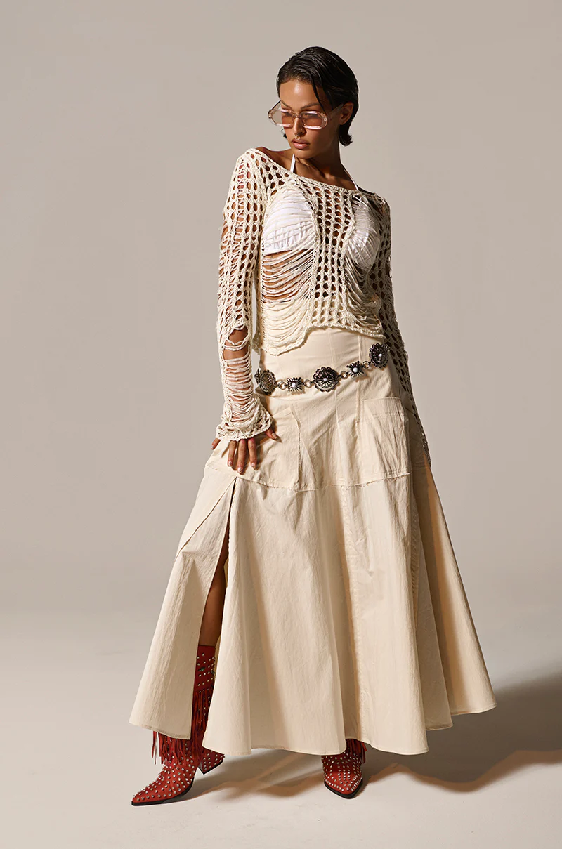CLAIRE EXPOSED SEAMS MIDI SKIRT - Image 2