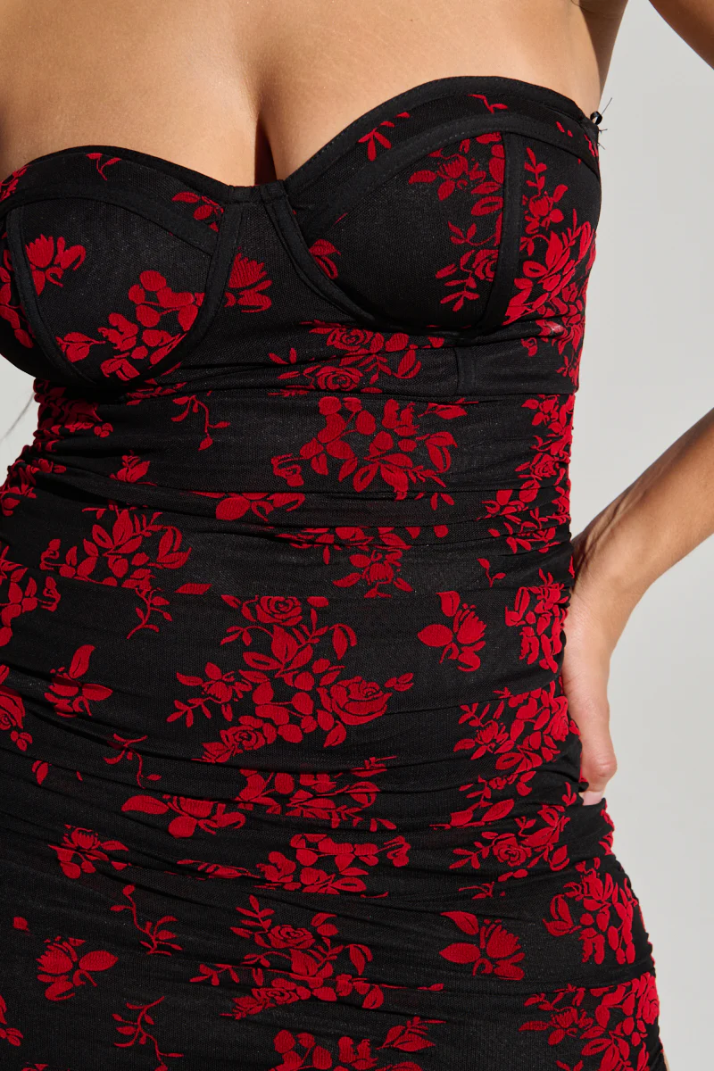 CLARA FLORAL VELVET BURNOUT MIDI DRESS - Image 6