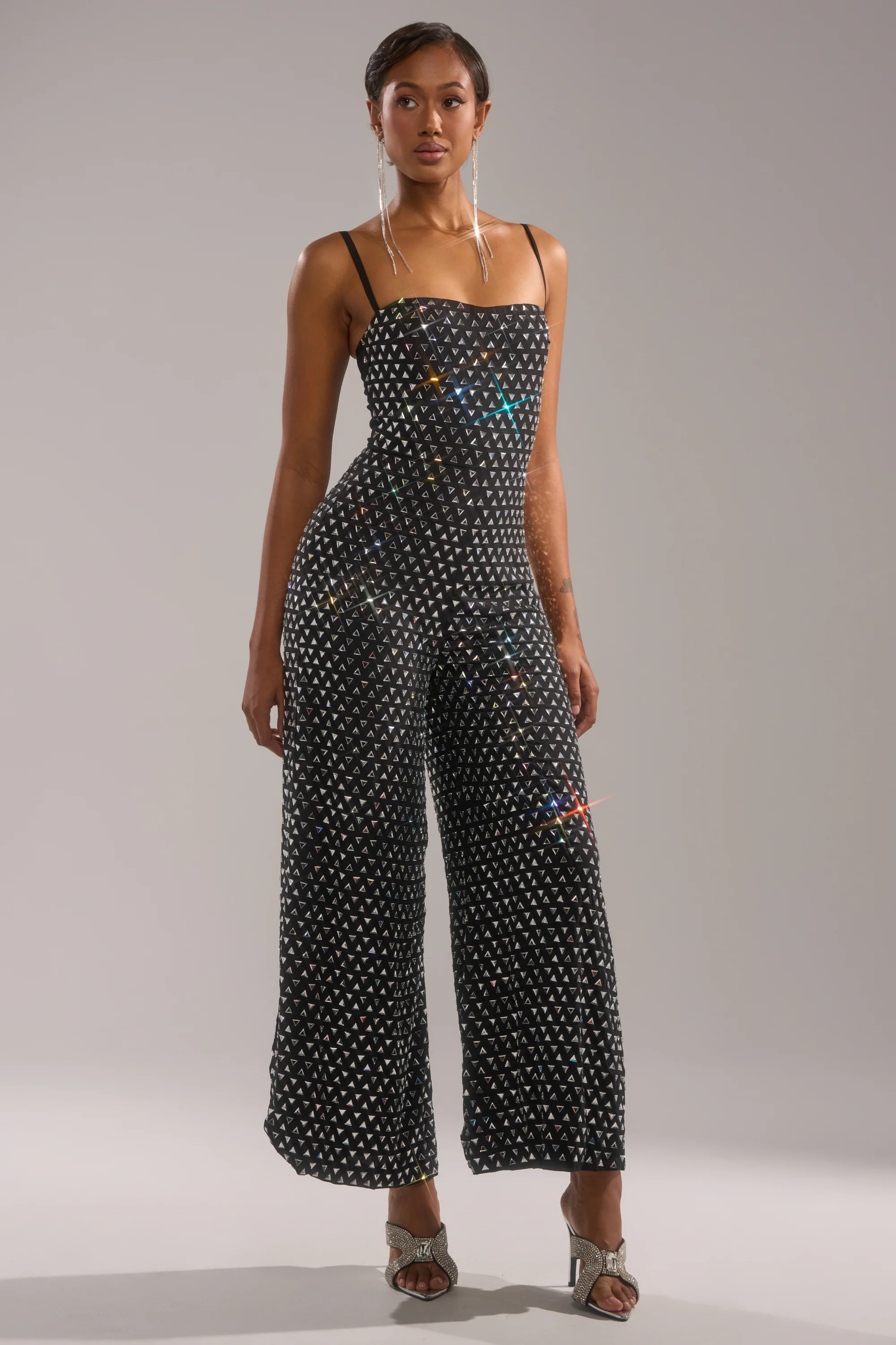 CLARA RHINESTONE WIDE LEG JUMPSUIT