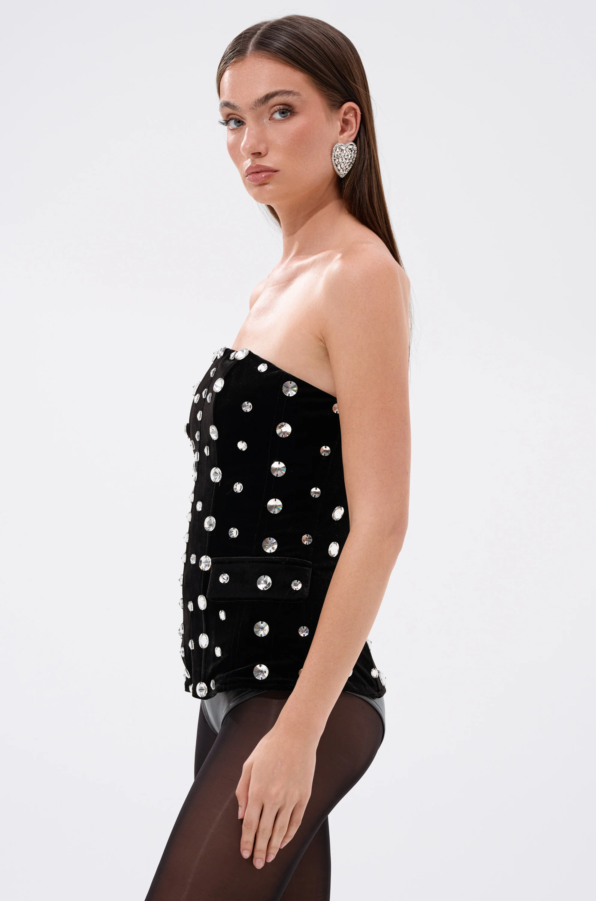 CLASSY GIRL VELVET CORSET WITH RHINESTONE - Image 4