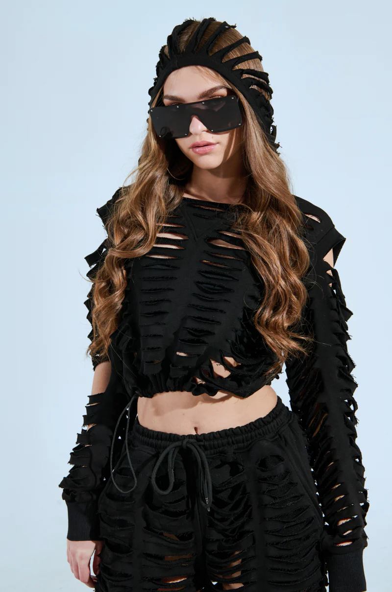 CLEAN LINES SLASHED HOODIE - Image 5