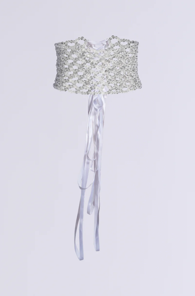 CLEAR VIEW BEADED LACEUP BELT