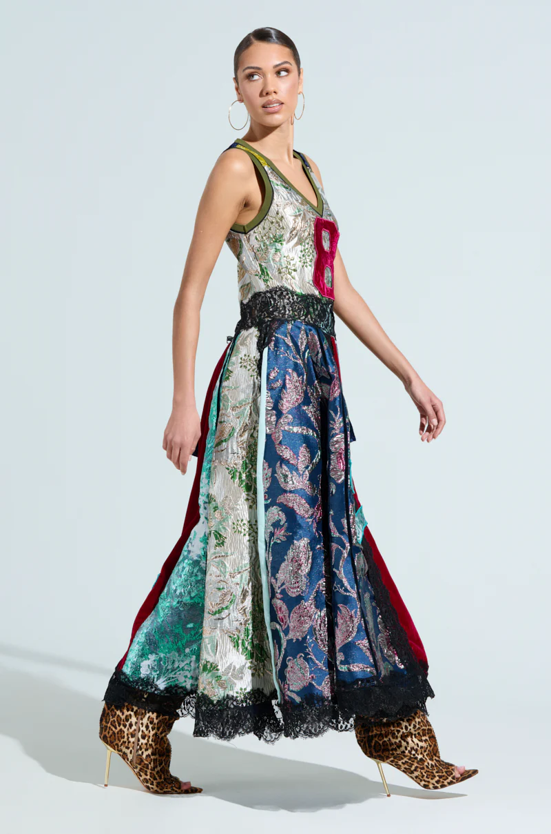 CLEAT CHASER LAYERED JERSEY HIGH LOW DRESS IN BROCADE - Image 6