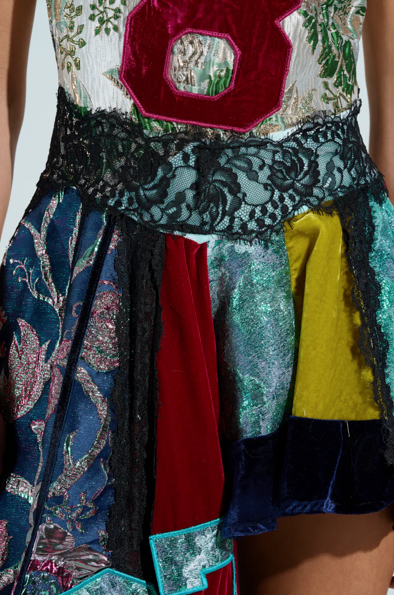 CLEAT CHASER LAYERED JERSEY HIGH LOW DRESS IN BROCADE - Image 9