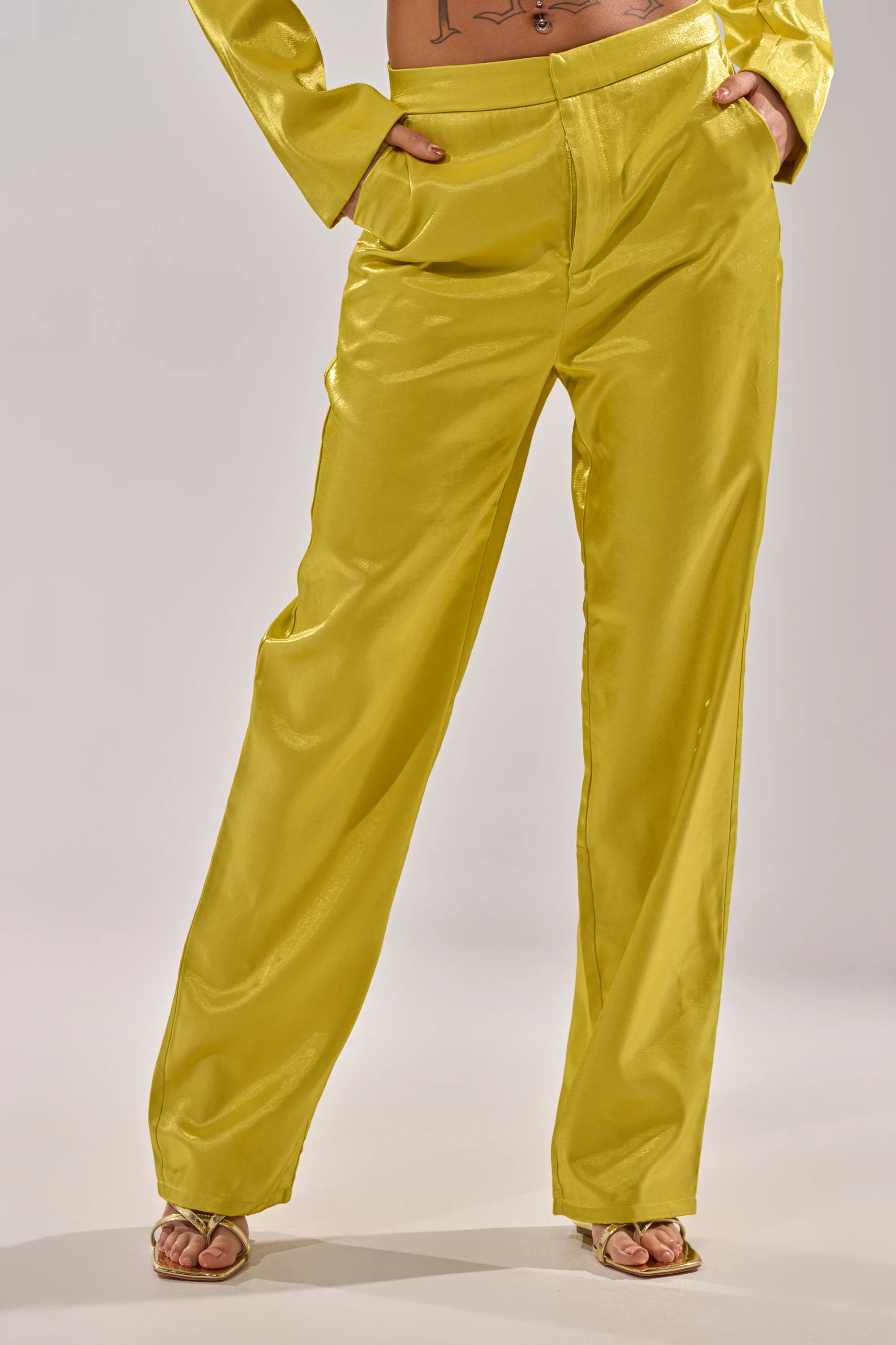 CLEO TROUSER IN CHARTREUSE - Image 2