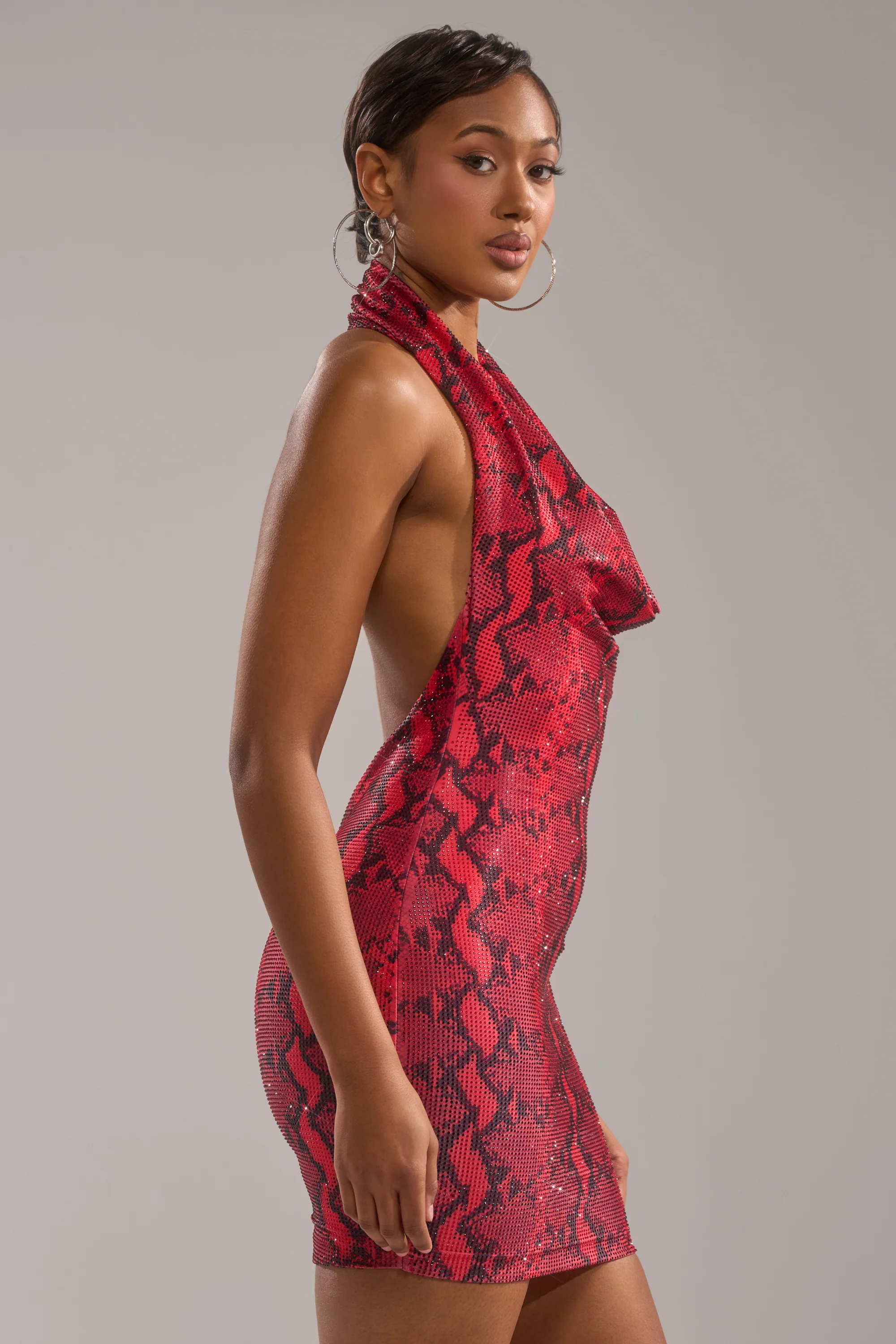 COCKY AF RHINESTONE SNAKE MINI DRESS - Image 4