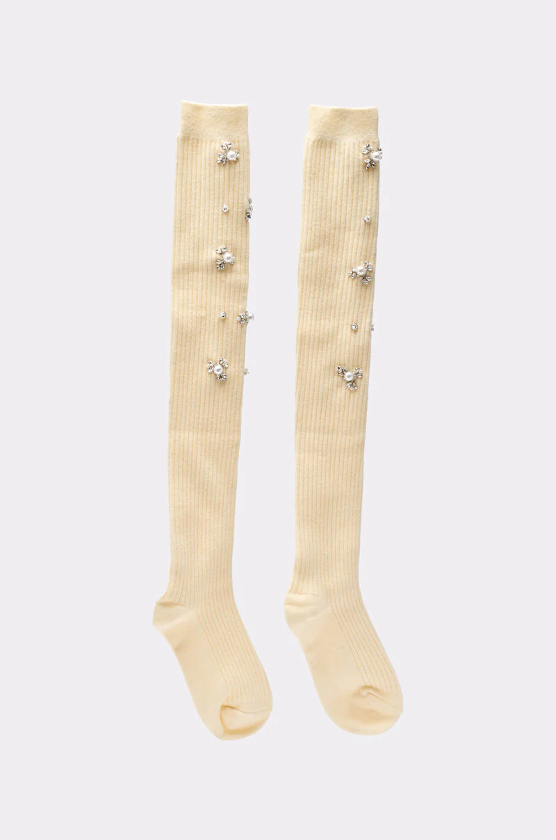COCO EMBELLISHED SOCKS IN CREAM - Image 3