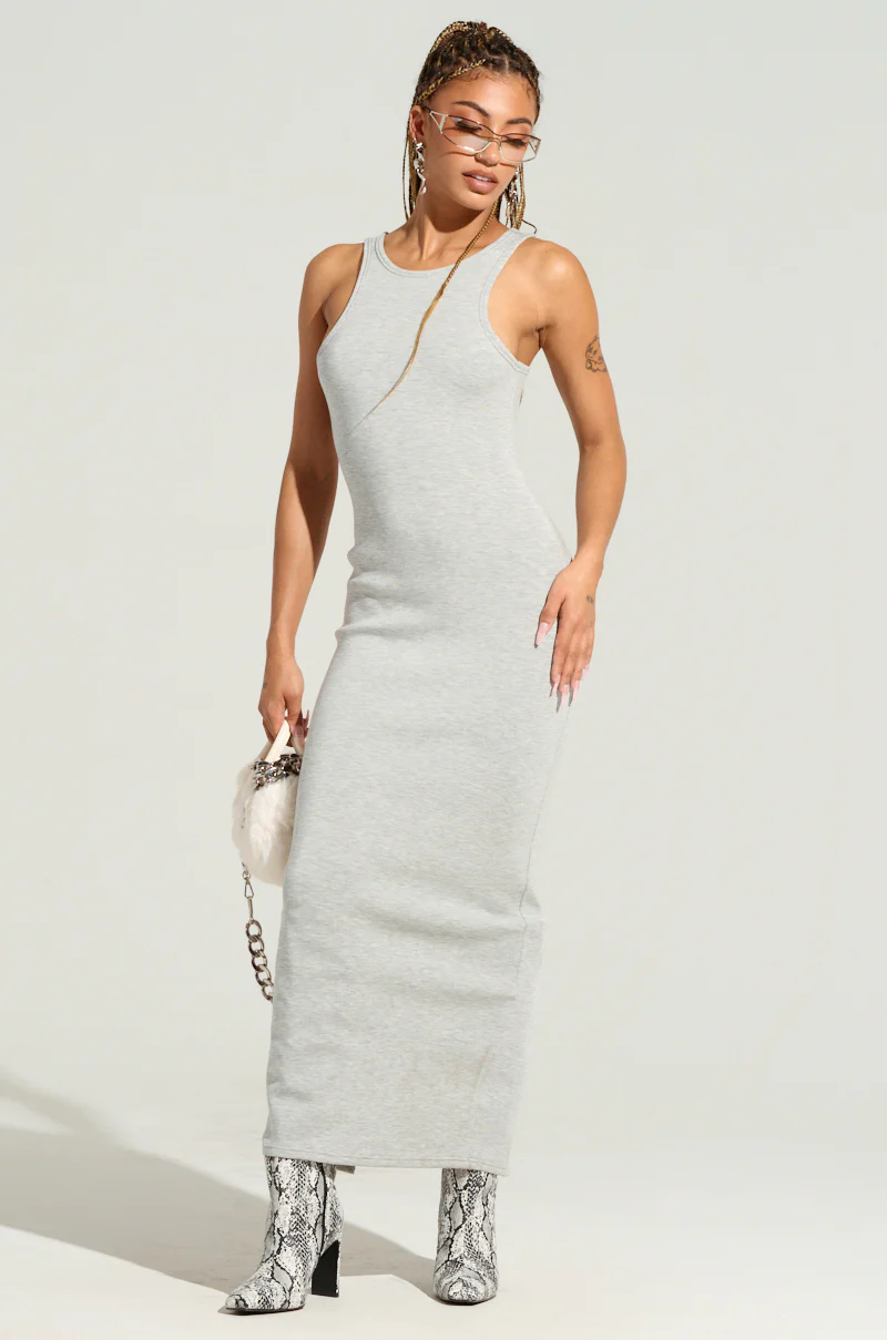 COCOA BUTTER SCUBA MAXI DRESS IN GREY - Image 2