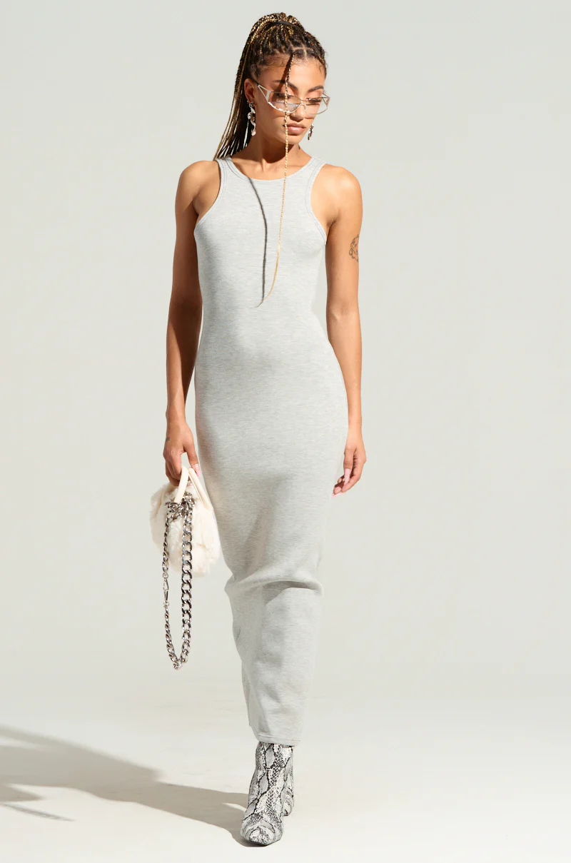 COCOA BUTTER SCUBA MAXI DRESS IN GREY - Image 3