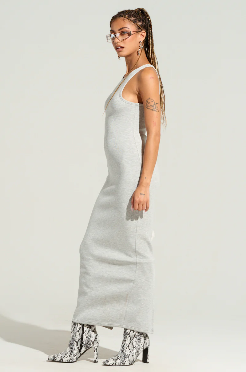COCOA BUTTER SCUBA MAXI DRESS IN GREY - Image 4