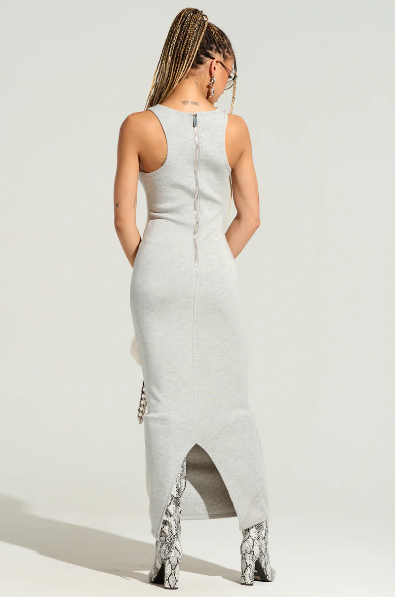 COCOA BUTTER SCUBA MAXI DRESS IN GREY - Image 5