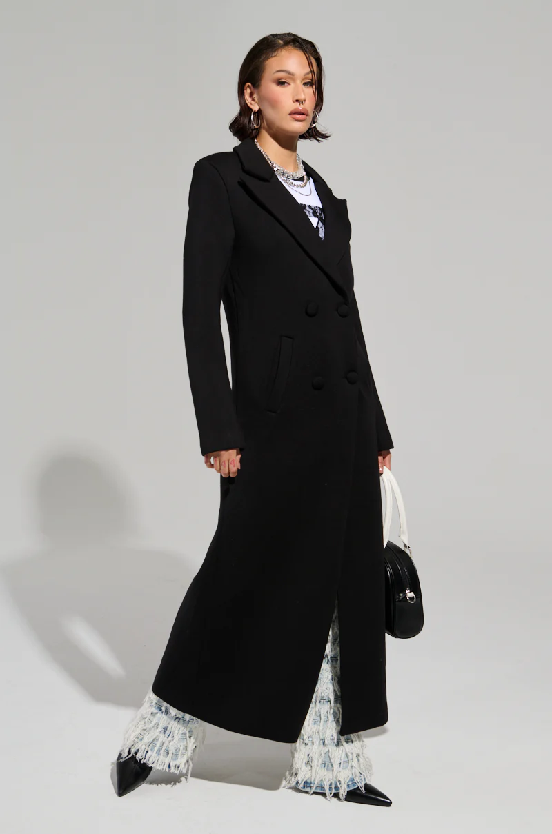 COCOA BUTTER SCUBA TRENCH IN BLACK - Image 2