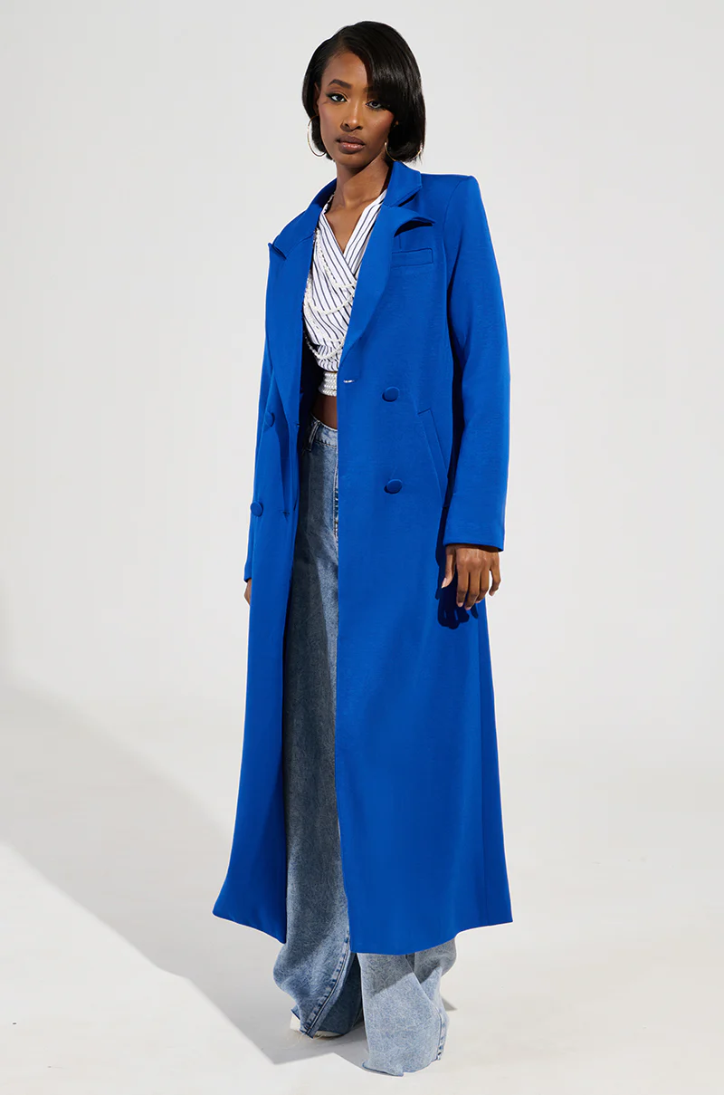 COCOA BUTTER SCUBA TRENCH IN BLUE - Image 2