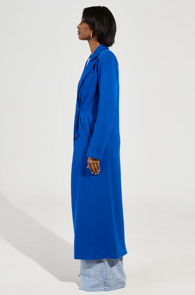 COCOA BUTTER SCUBA TRENCH IN BLUE - Image 5