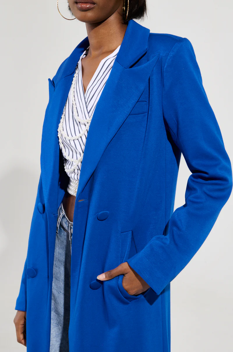 COCOA BUTTER SCUBA TRENCH IN BLUE - Image 7