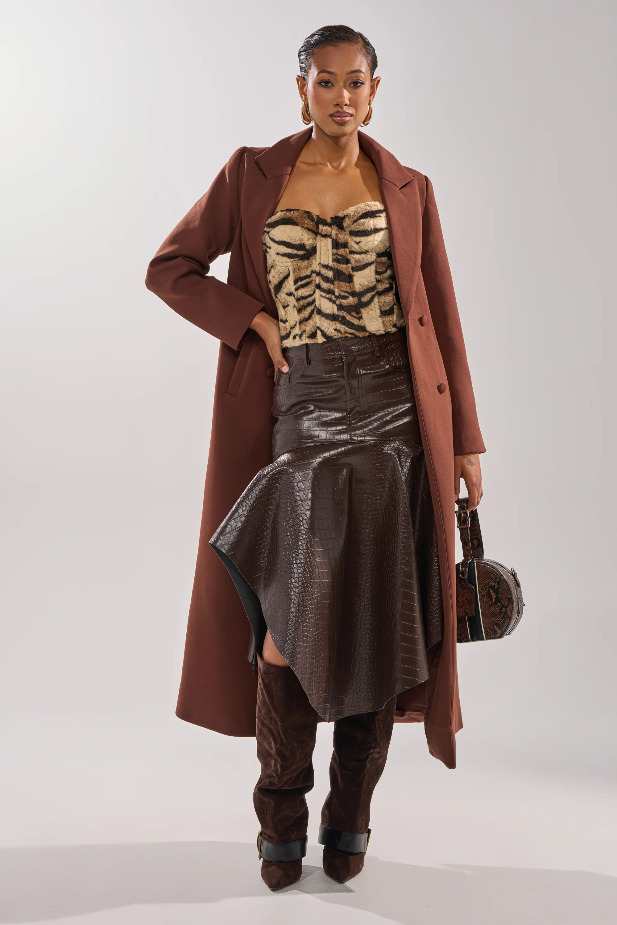 COCOA BUTTER SCUBA TRENCH IN BROWN - Image 2
