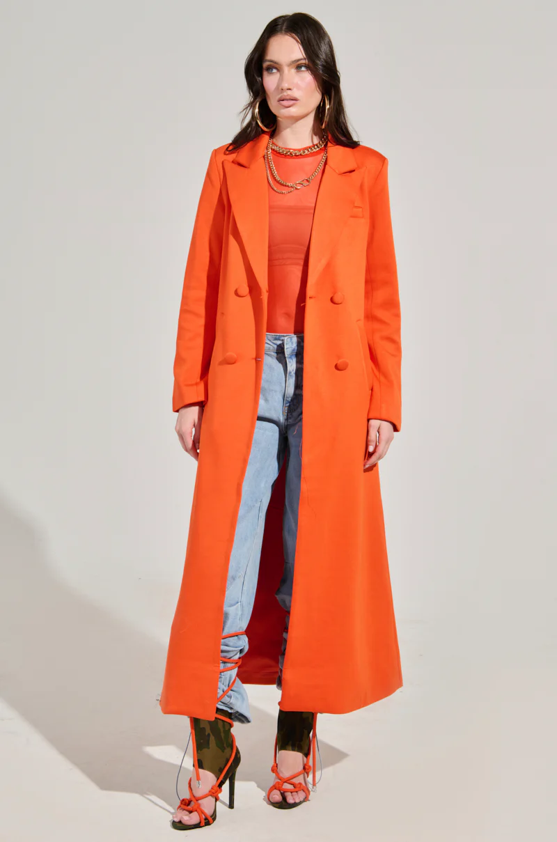 COCOA BUTTER SCUBA TRENCH IN ORANGE - Image 2