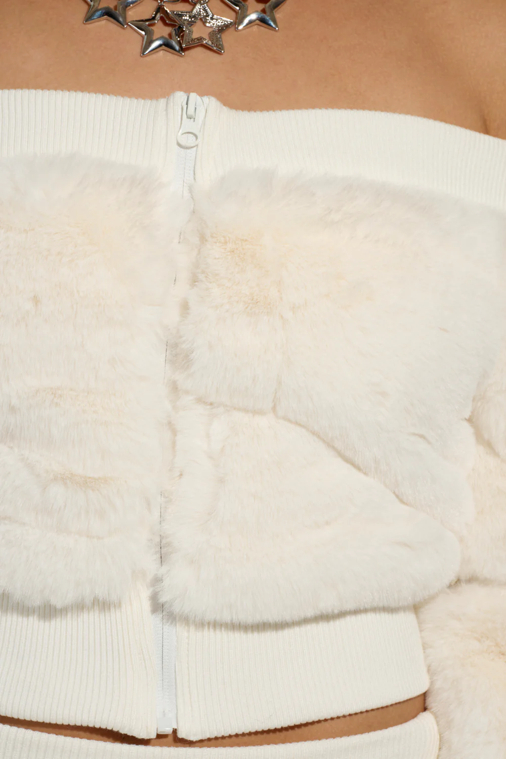 COLDEST WINTER OFF THE SHOULDER FUR TOP IN WHITE - Image 9