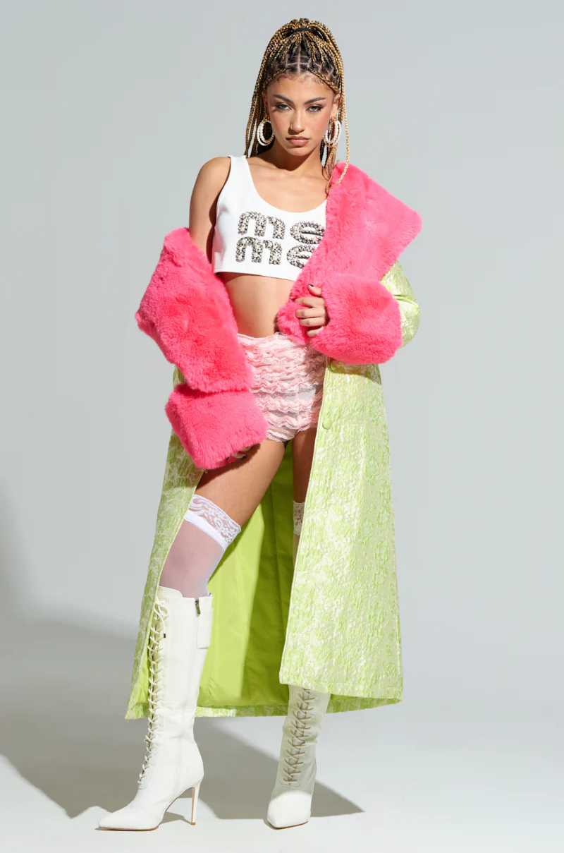 COLOR ME PRETTY BROCADE TRENCH - Image 3