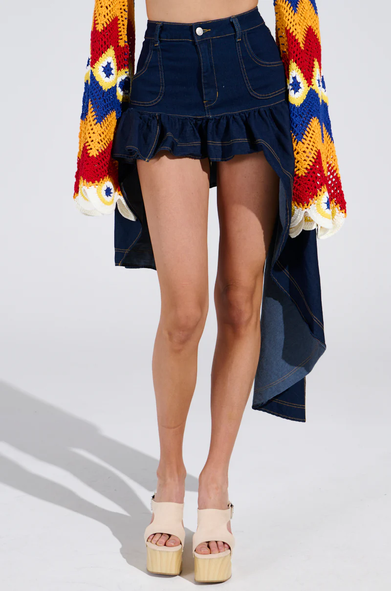 COME DANCE HIGH LOW DENIM SKIRT - Image 2