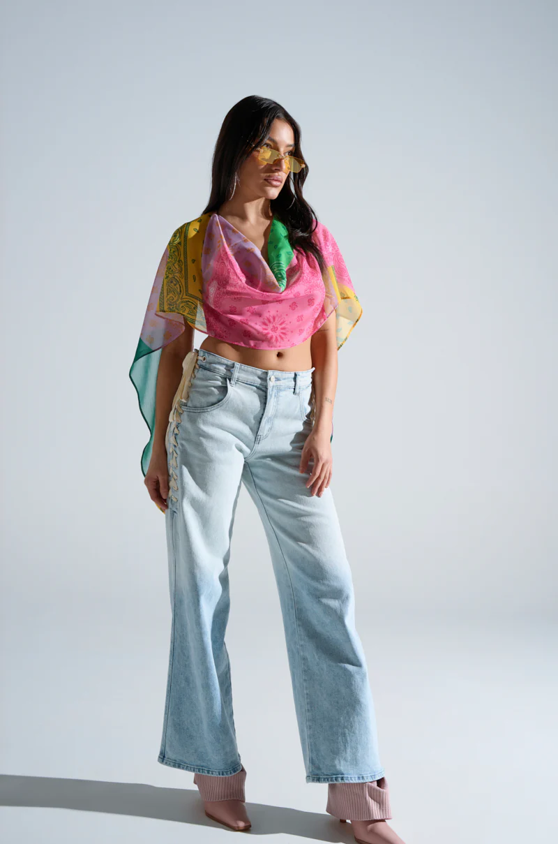 COME HANG WITH ME WIDE LEG DENIM PANT WITH TIES - Image 7