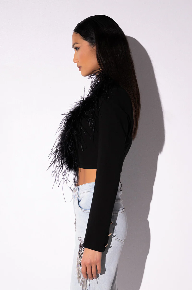 COME ON BABY FEATHER CROP BLAZER - Image 4