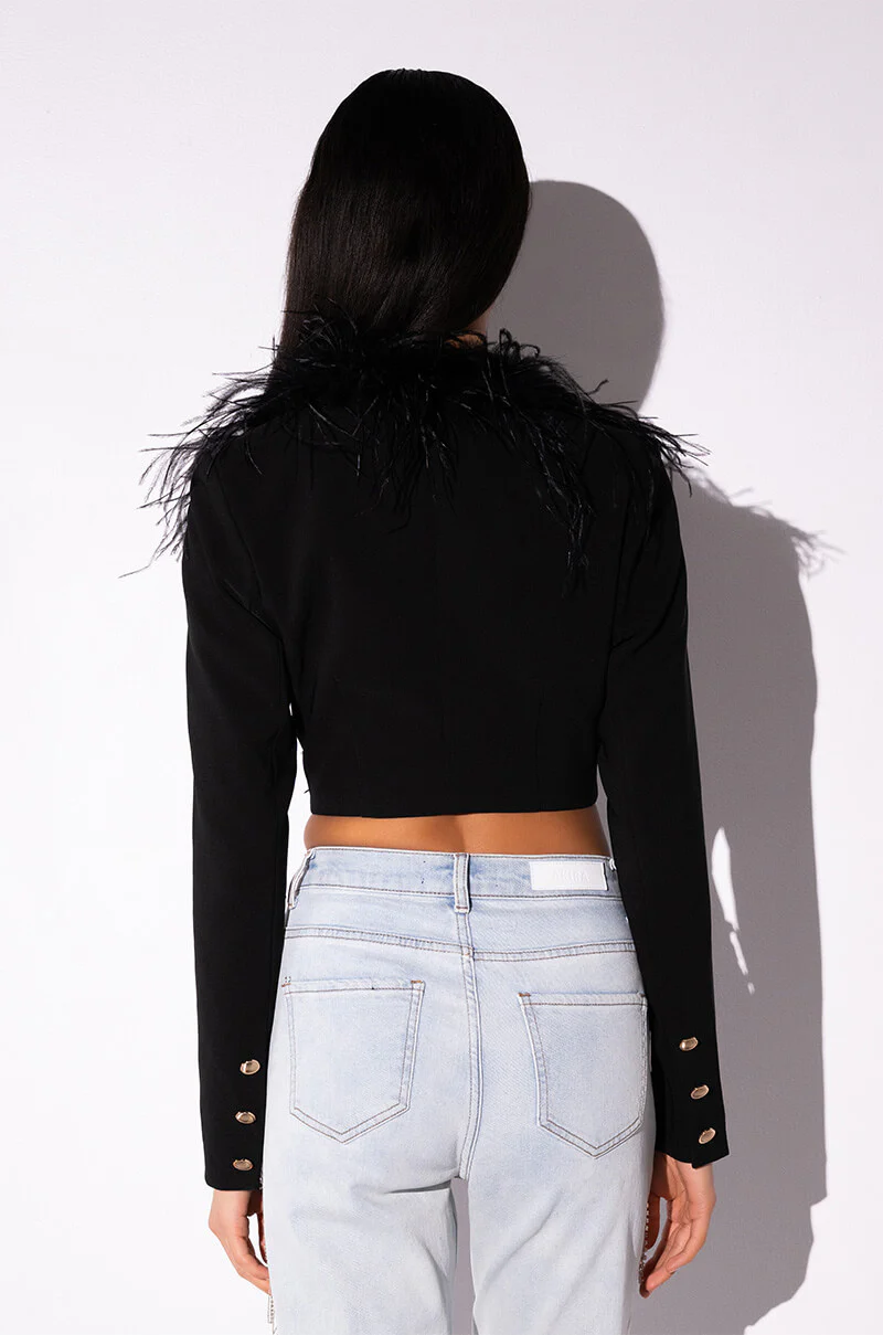 COME ON BABY FEATHER CROP BLAZER - Image 5