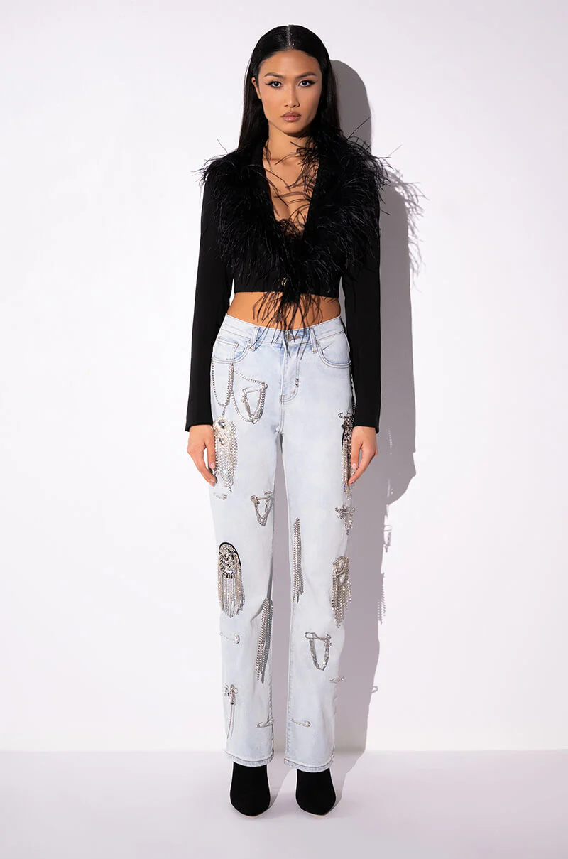 COME ON BABY FEATHER CROP BLAZER - Image 7