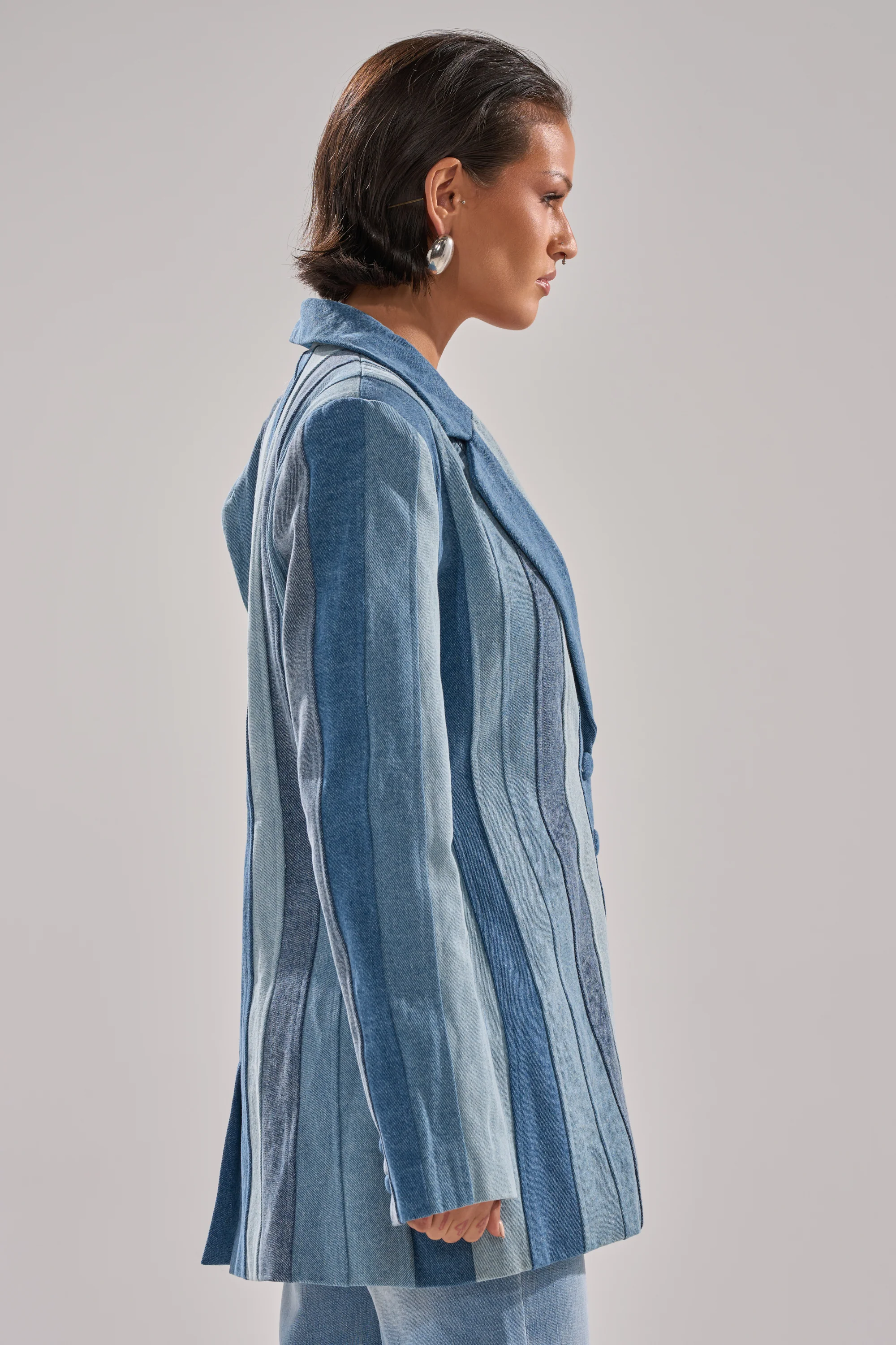 COME SLIDE PATCHWORK DENIM BLAZER - Image 4