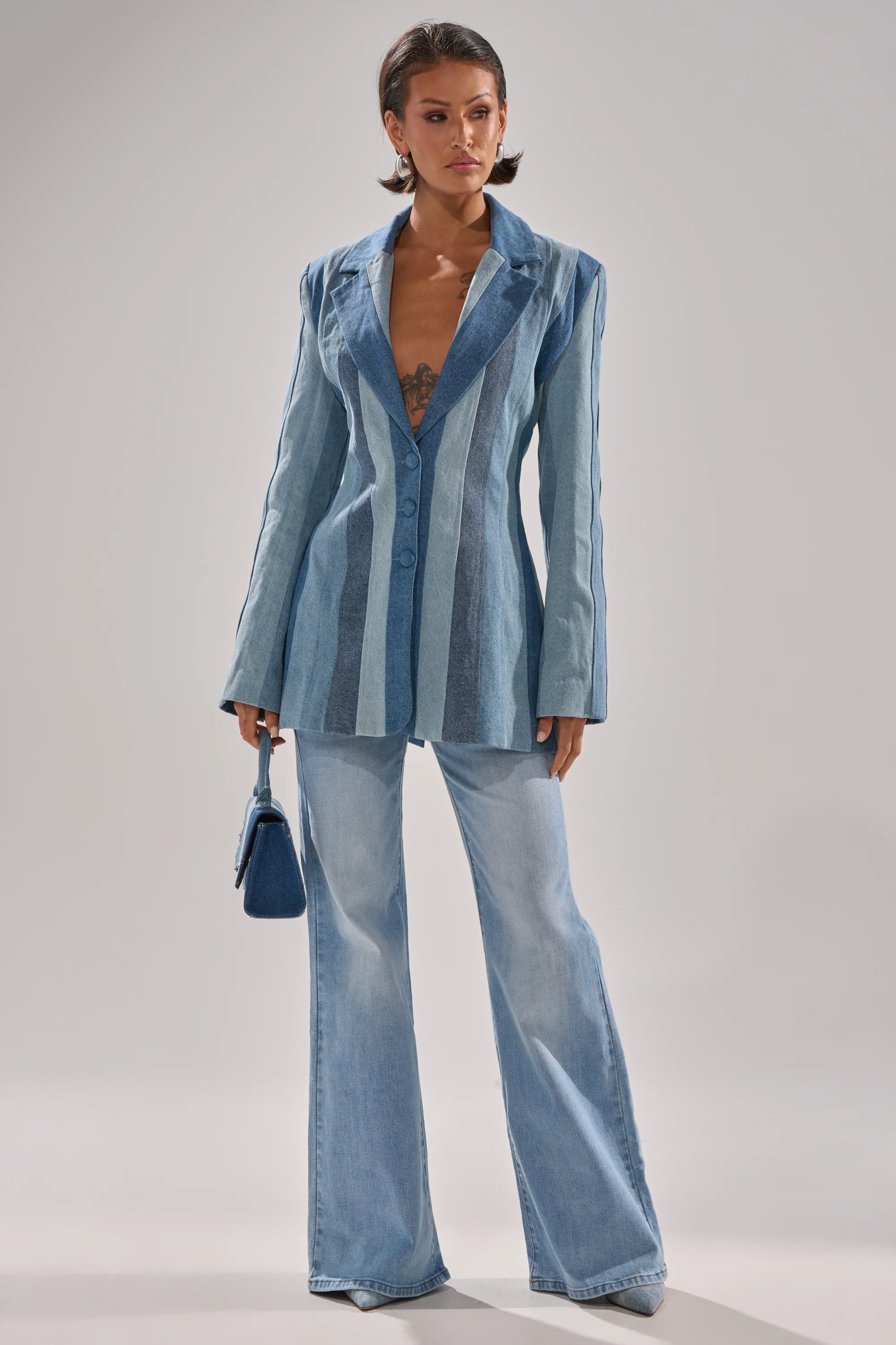 COME SLIDE PATCHWORK DENIM BLAZER - Image 6
