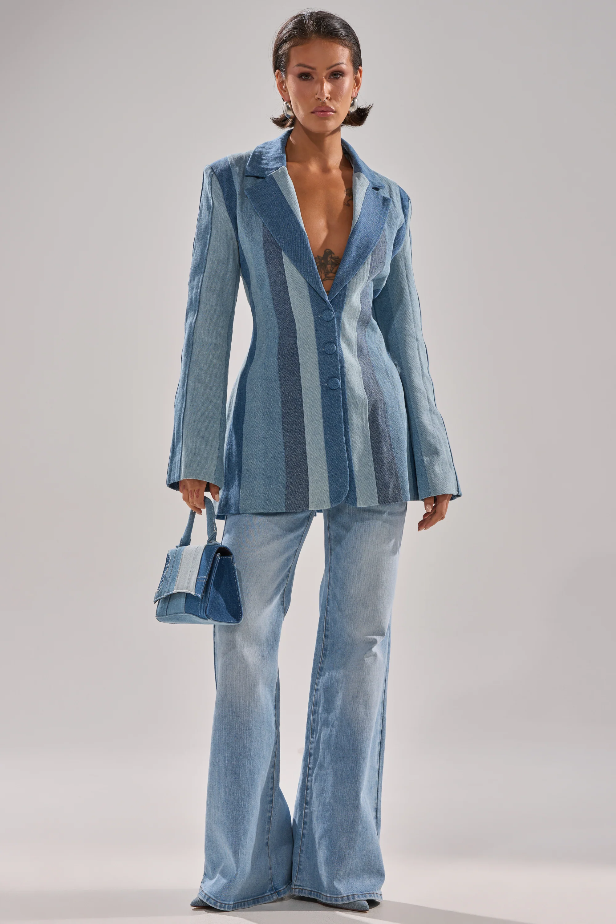 COME SLIDE PATCHWORK DENIM BLAZER - Image 7