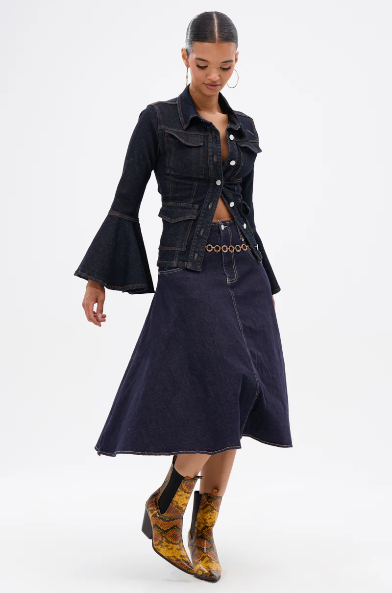 COME WITH ME DENIM MIDI SKIRT - Image 6