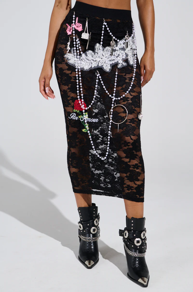 CONTROLLED CHAOS LACE MIDI SKIRT - Image 3