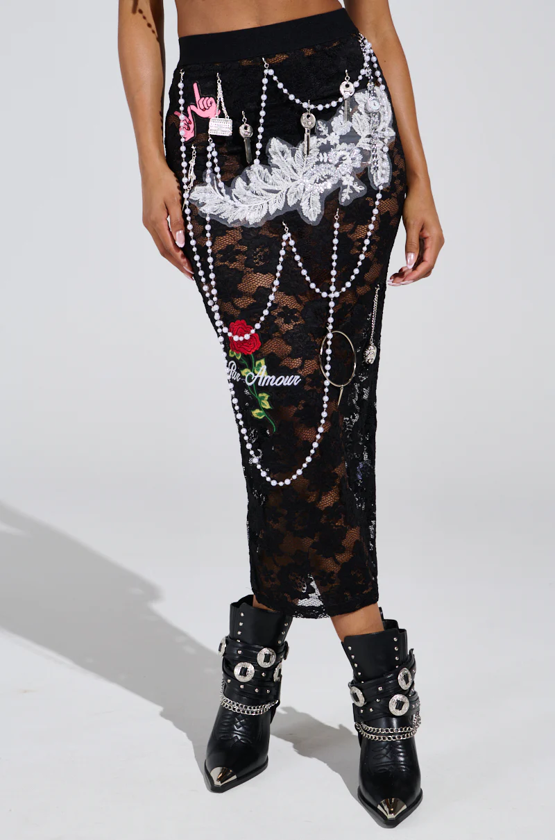 CONTROLLED CHAOS LACE MIDI SKIRT - Image 4