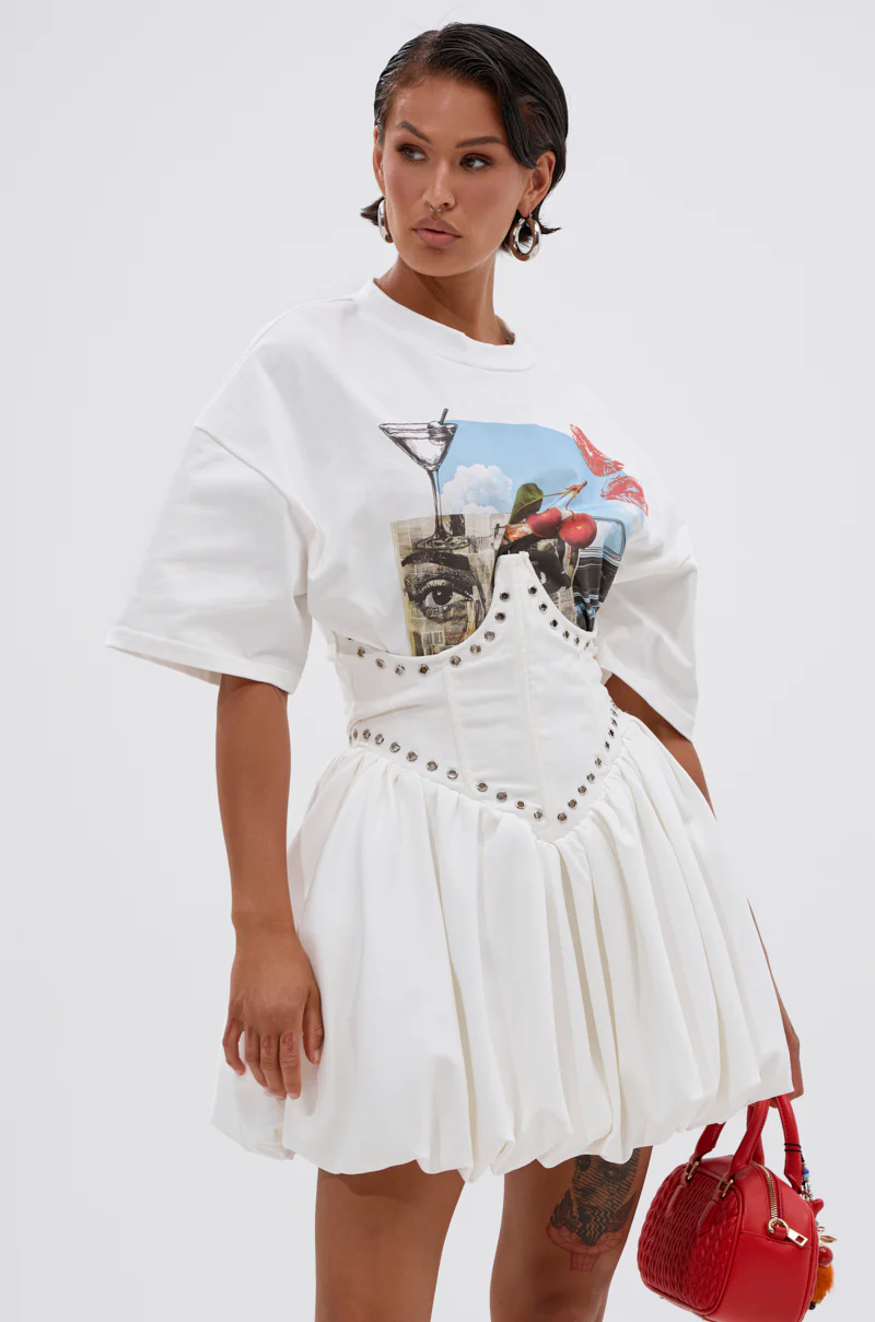 COOL GIRL LOADING MINI DRESS WITH GRAPHIC TEE ATTACHED - Image 2