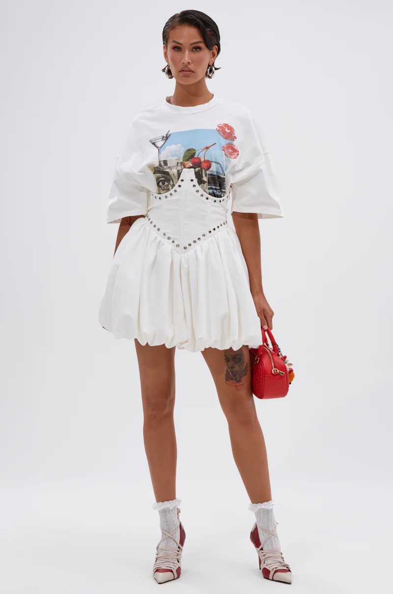 COOL GIRL LOADING MINI DRESS WITH GRAPHIC TEE ATTACHED - Image 6