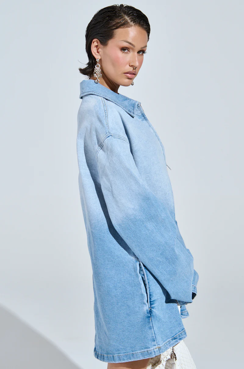 COOL GIRL OVERSIZED OMBRE DENIM SHIRT DRESS - Image 10