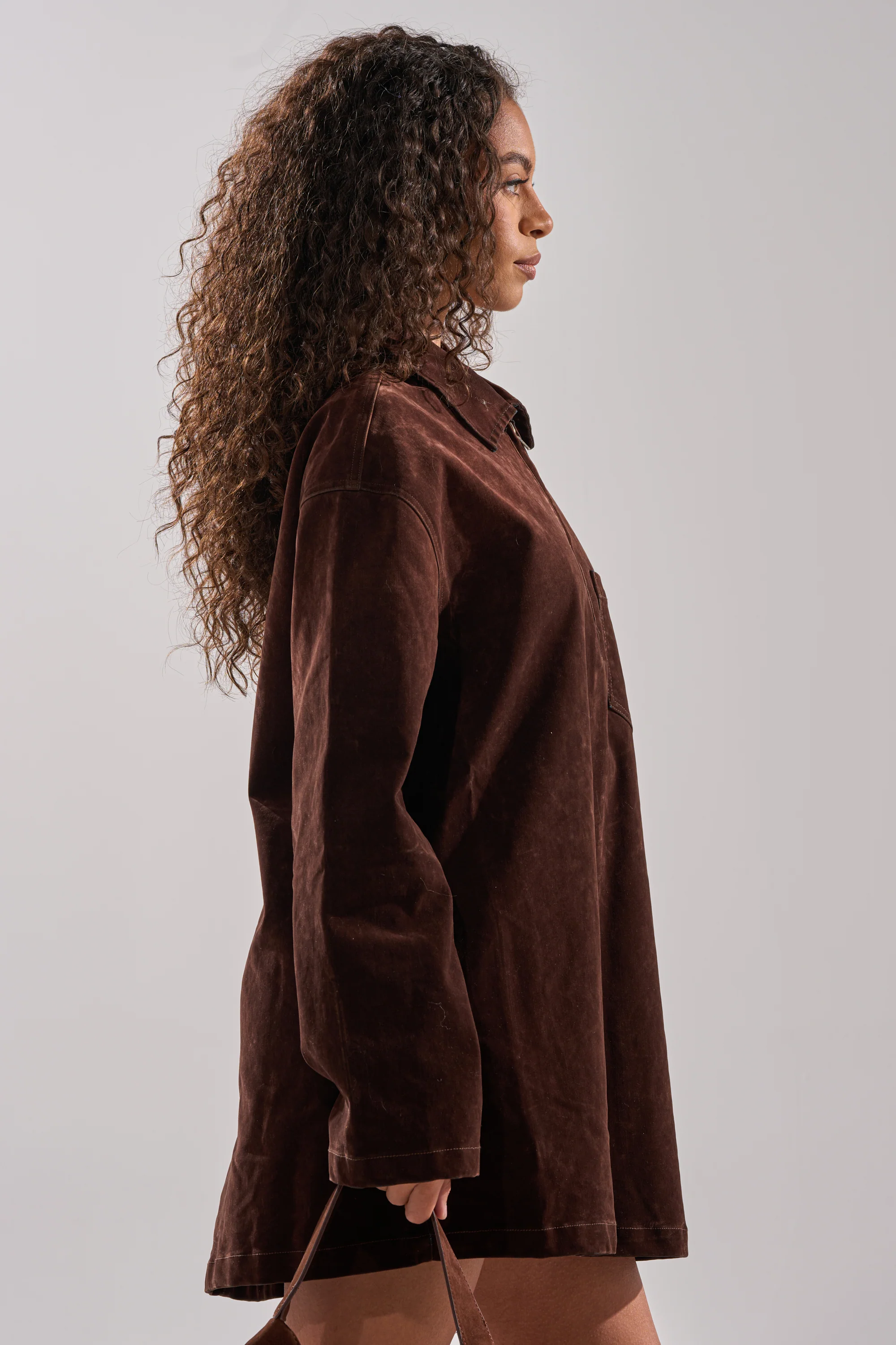 COOL GIRL OVERSIZED VELVET DENIM SHIRT DRESS - Image 6