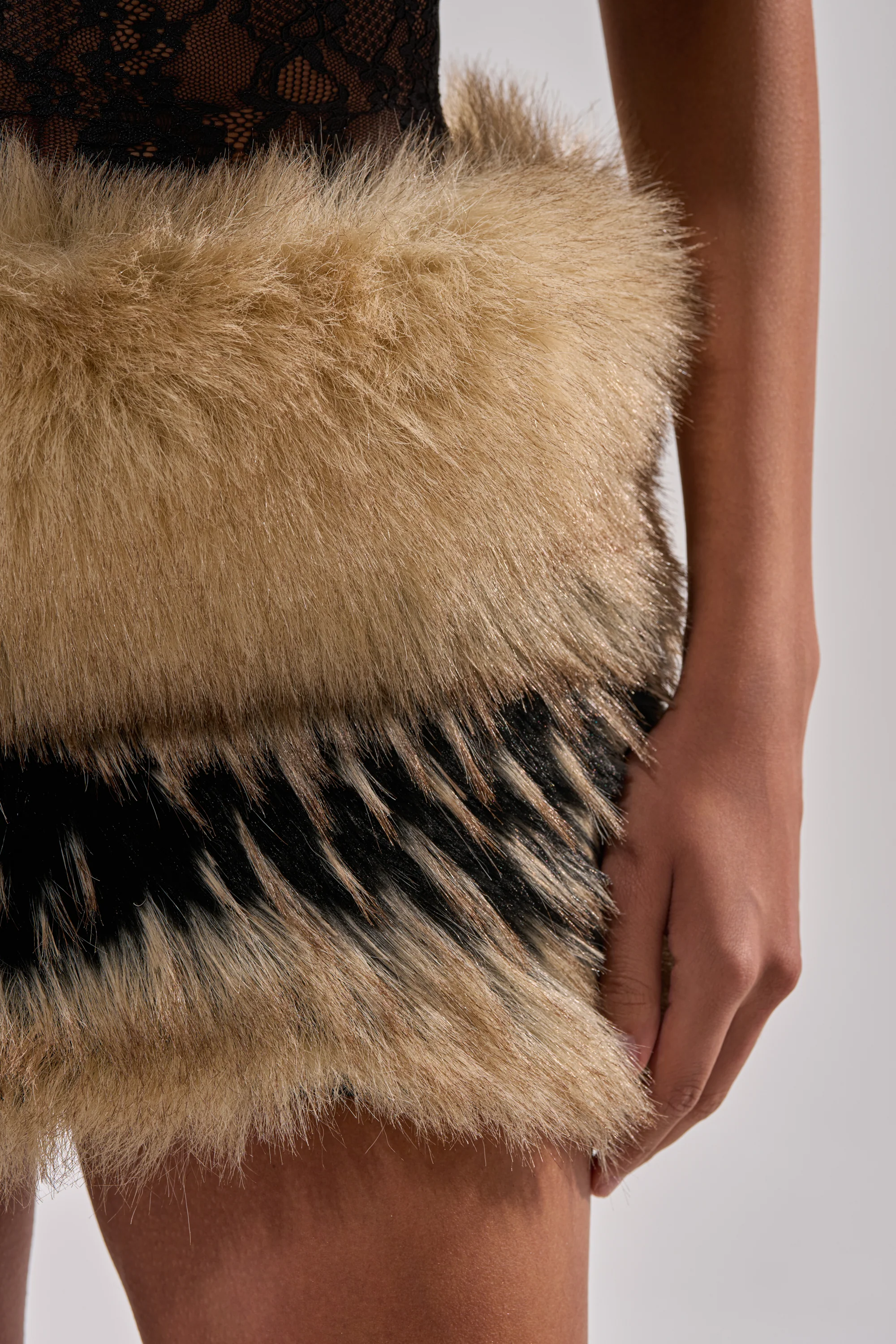 COOL GIRLS ONLY LACE FUR MINI DRESS - Image 14