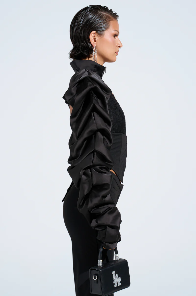 CORA SATIN BOLERO IN BLACK - Image 3