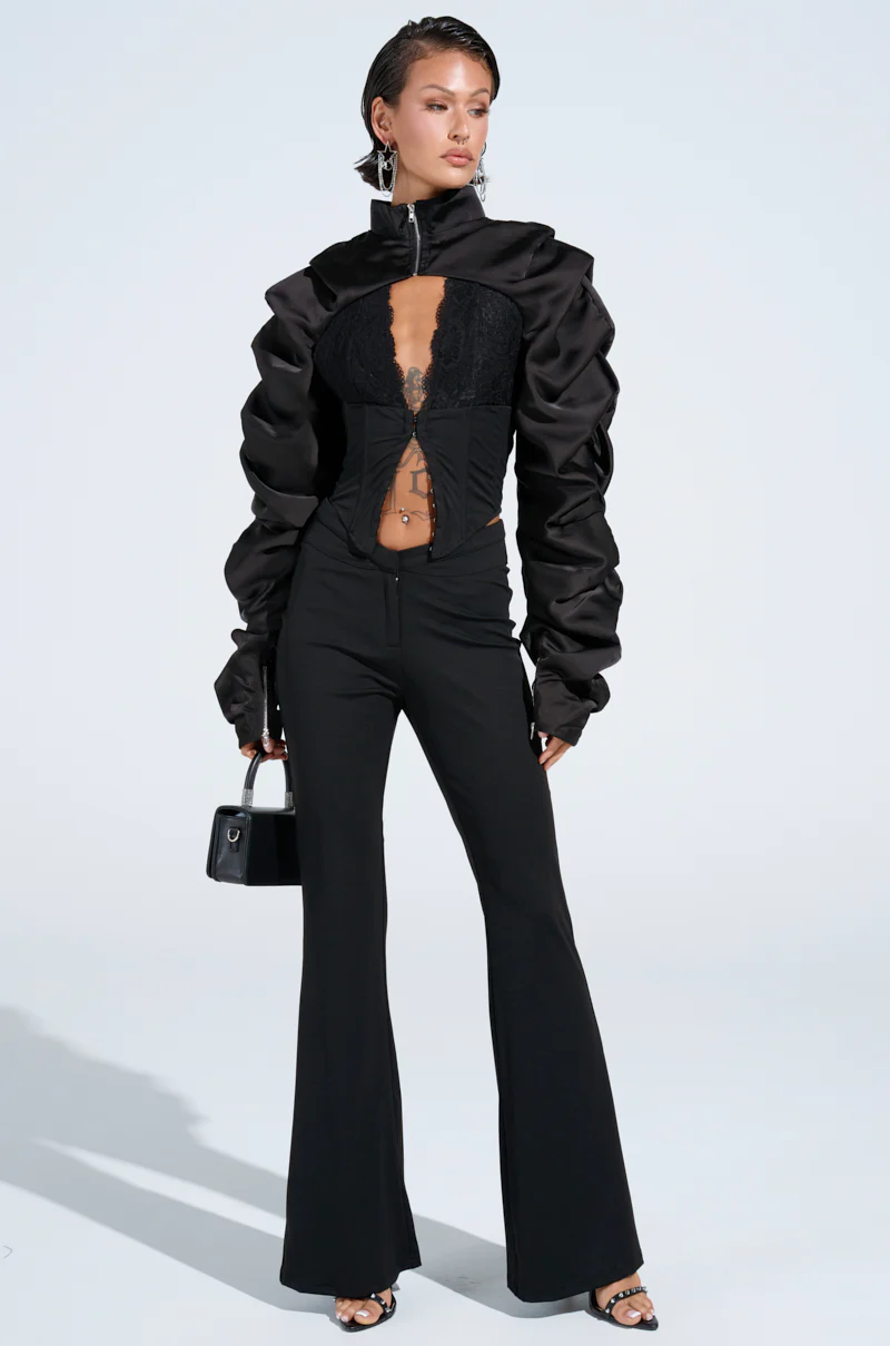 CORA SATIN BOLERO IN BLACK - Image 5