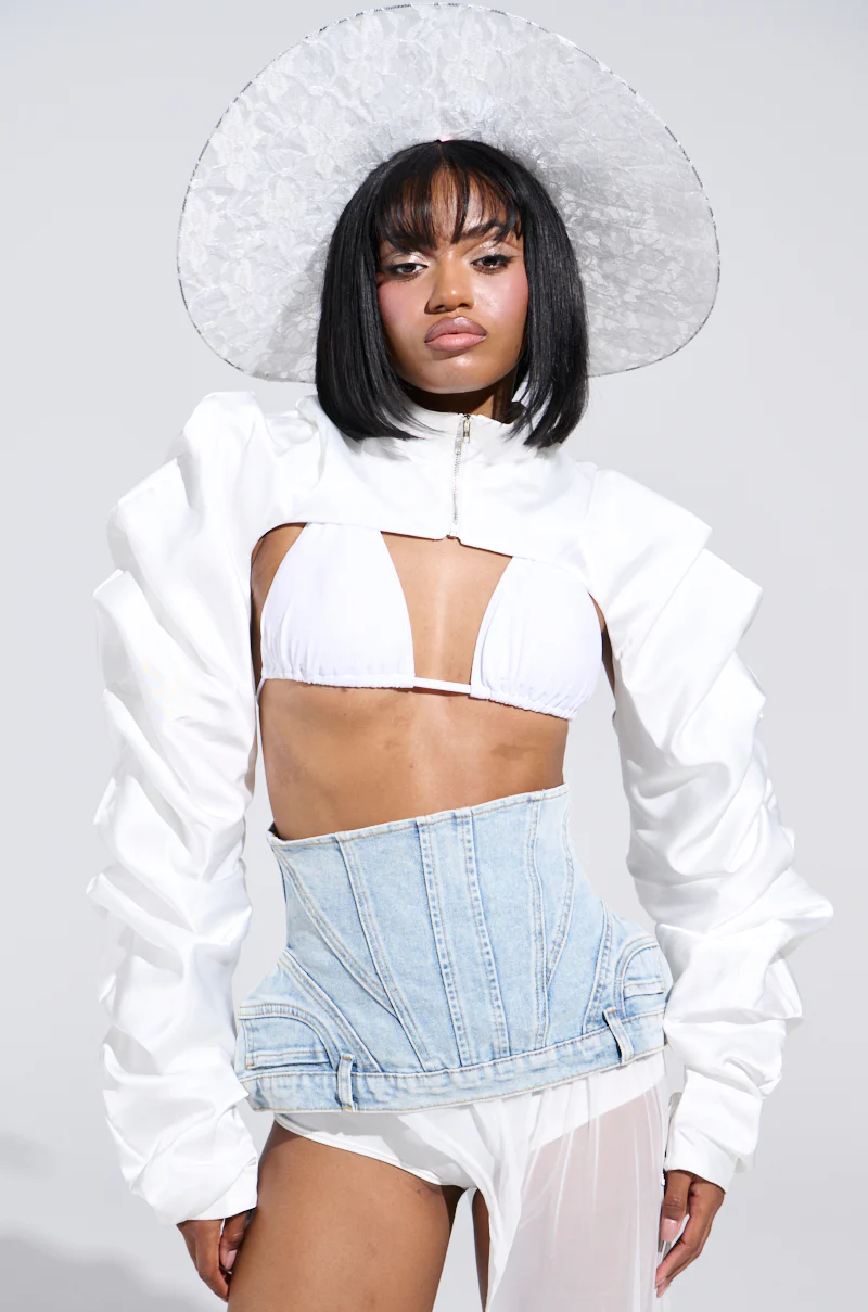 CORA SATIN BOLERO IN WHITE - Image 5