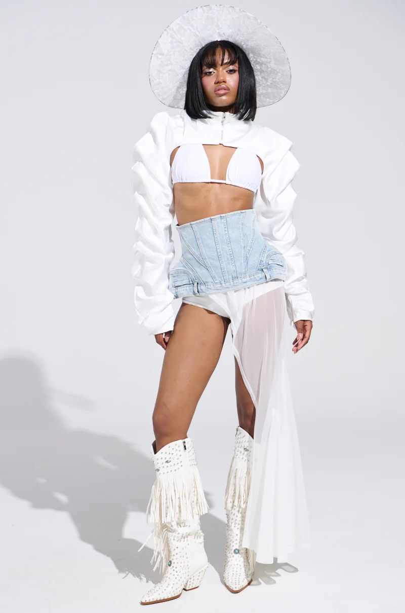 CORA SATIN BOLERO IN WHITE - Image 8