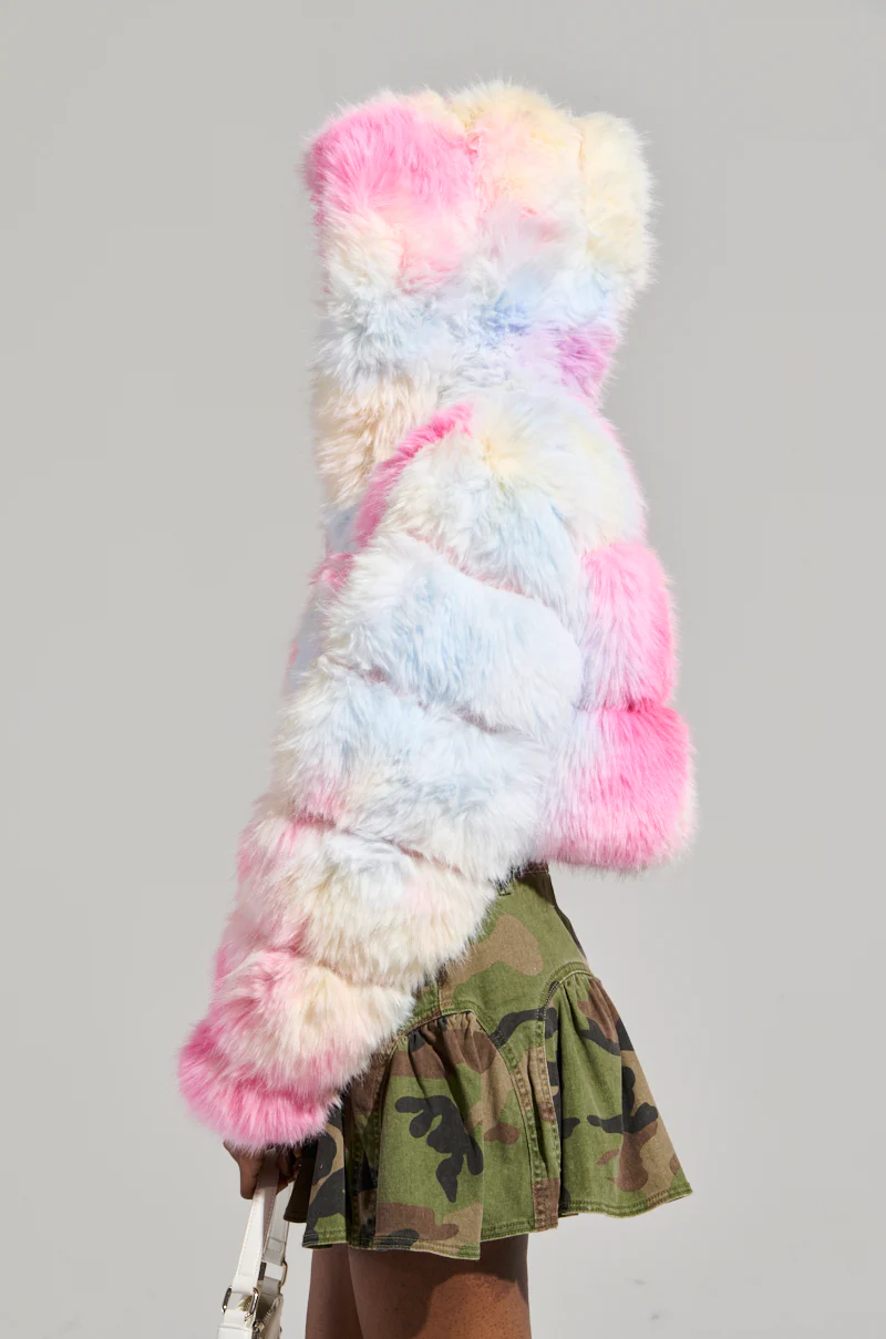 COTTON CANDY SKIES MULTI FAUX FUR BOMBER - Image 6