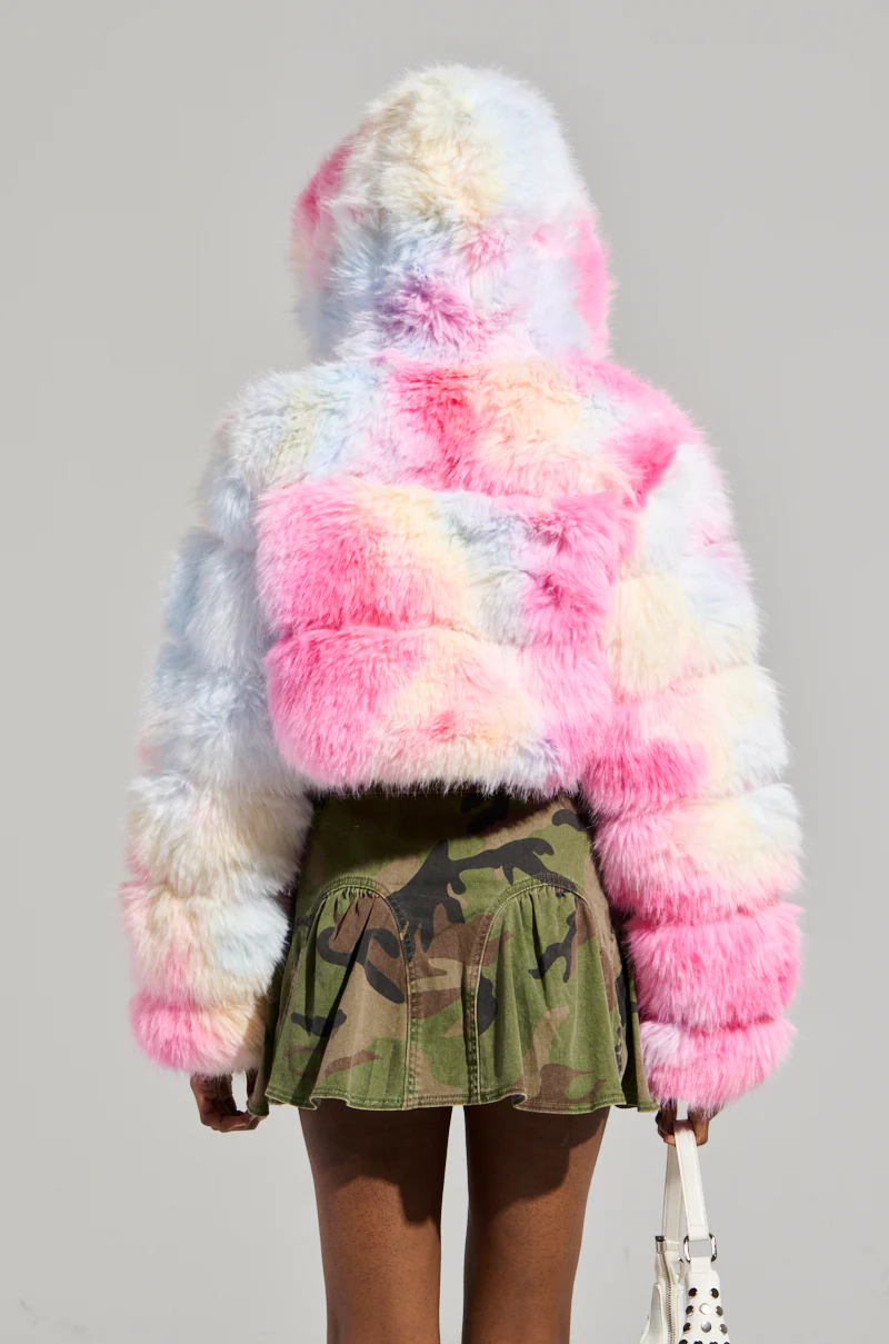 COTTON CANDY SKIES MULTI FAUX FUR BOMBER - Image 7