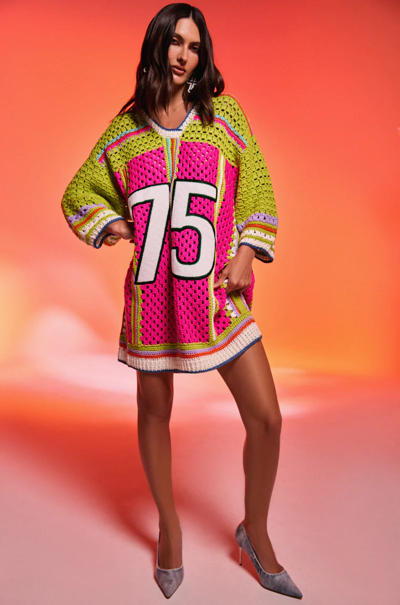 COURTSIDE OR SEASIDE CROCHET JERSEY DRESS - Image 2